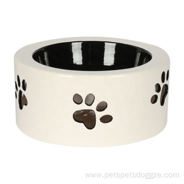 Custom Logo Designer Raised Ceramic Pet Food Bowl